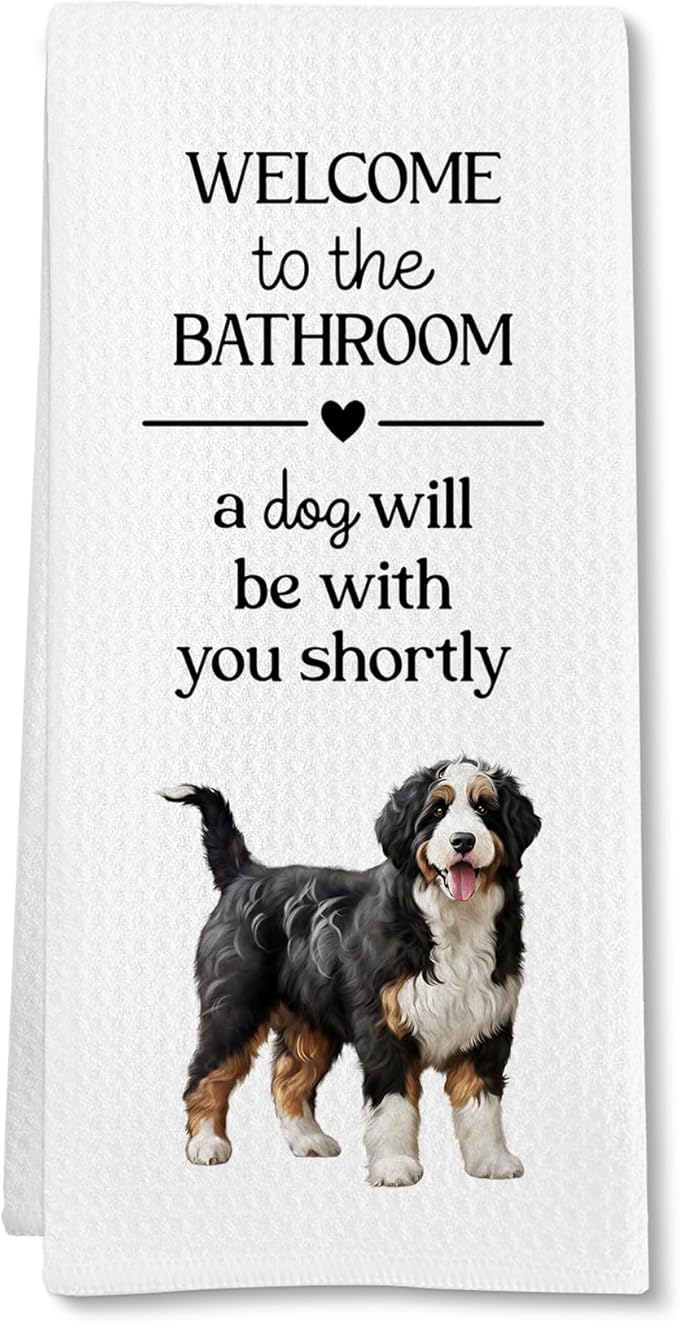 Funny Bernedoodle Dog Hand Towels, Bernedoodle Gifts for Owners Women Hand Towel, A Dog Will Be with You Shortly Decorative Towel Bath Towel for Bathroom, Funny Dogs Bathroom Decor, 16x24in