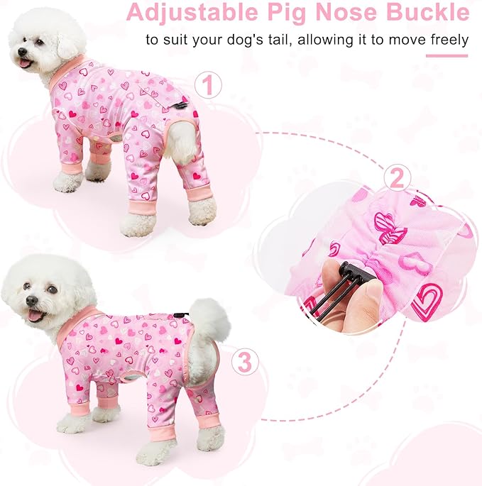 Bienbee Dog Pajamas, 4 Pack Dog Recovery Suit Shedding Suit Cute Soft Puppy Clothes Dogs Pjs Onesies Jammies Adjustable Breathable & Stretchy Clothes for Small Medium Large Dogs Girl Boy Puppy-2XL