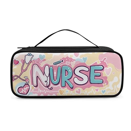 Gomyblomy Nurse Print Stethoscope Case with Extra Room and Handle Portable Stethoscope Holder Compatible with Most Stethoscopes, Cute Stethoscope Storage Bag for Nurses