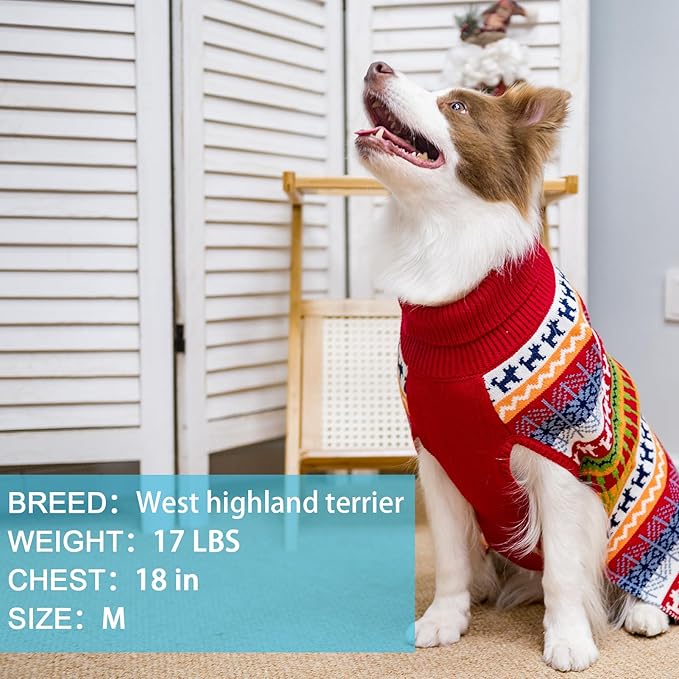 Mihachi Dog Sweater - Winter Coat Apparel Clothes with Colorful Stripes for Cold Weather