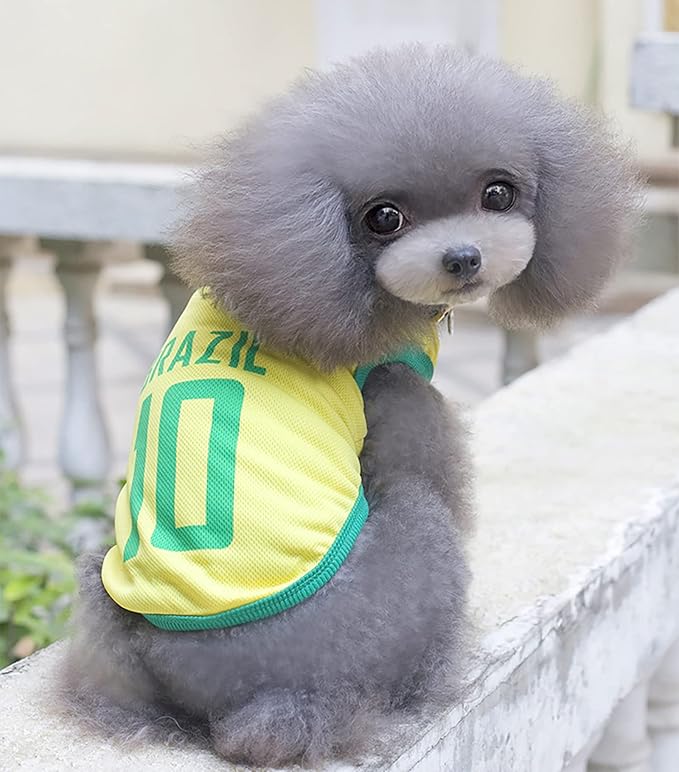 GabeFish Dog World Cup T Shirt Pets Football Jersey Sports Soccer National Team Vest Cat Summer Cool Clothes Apparel Brazil Large