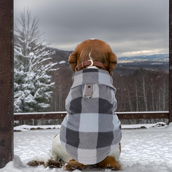 Rbenxia 4 Pieces Buffalo Plaid Dog Sweaters with Leash Ring Soft Fleece Vest Warm Dogs Pullover Jacket Dogs Clothes Winter Dog Outfits for Small Puppy Cat Pets (XXX-Large)