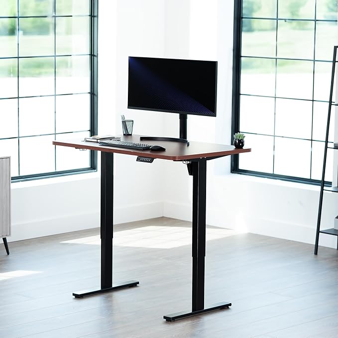 VIVO Universal 48 x 30 inch Solid One-Piece Table Top for Standard and Sit to Stand Height Adjustable Home and Office Desk Frames, Dark Walnut, DESK-TOP48-30D