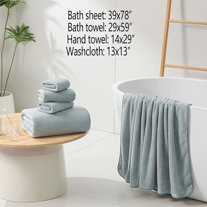 YTYC Towels, 39x78 Inch Oversized Bath Sheets for Adults Luxury Extra Large Bath Towels Sets of 6 Super Soft Shower Towels for Bathroom Microfiber 80% Polyester (Grey,6 Piece)