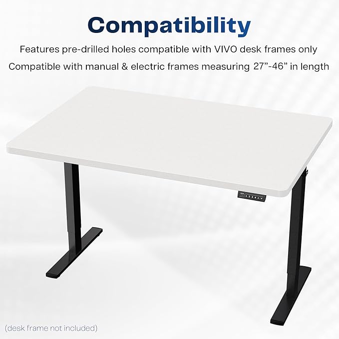 VIVO Universal 48 x 30 inch Solid One-Piece Table Top for Standard and Sit to Stand Height Adjustable Home and Office Desk Frames, White, DESK-TOP48-30W