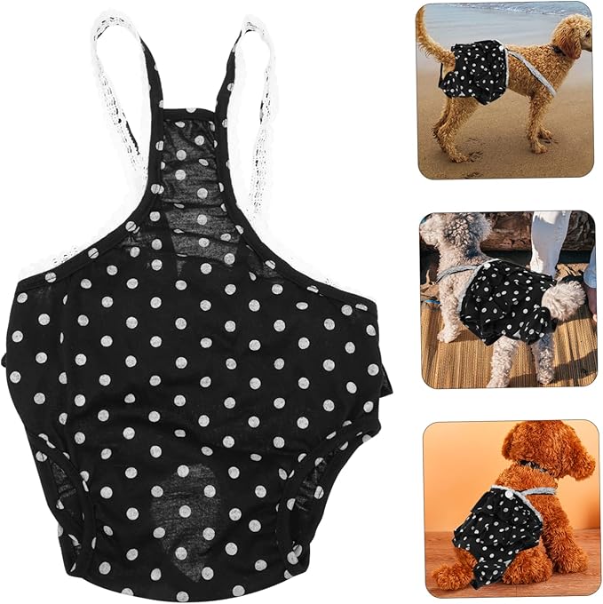 SUPVOX 1pc Dog Physiological Pants Breathable Menstrual Diaper for Female Dogs Washable and Reusable Prevents Leaks and Mating for Monthly Cycle Black