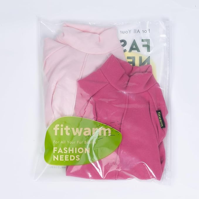 Fitwarm 2 Pack Lightweight Fleece Dog Pajamas, Warm Winter Clothes for Small Dogs Girl, Cozy Pet Onesie with Feet, Medium Violet Red, Light Pink, Small