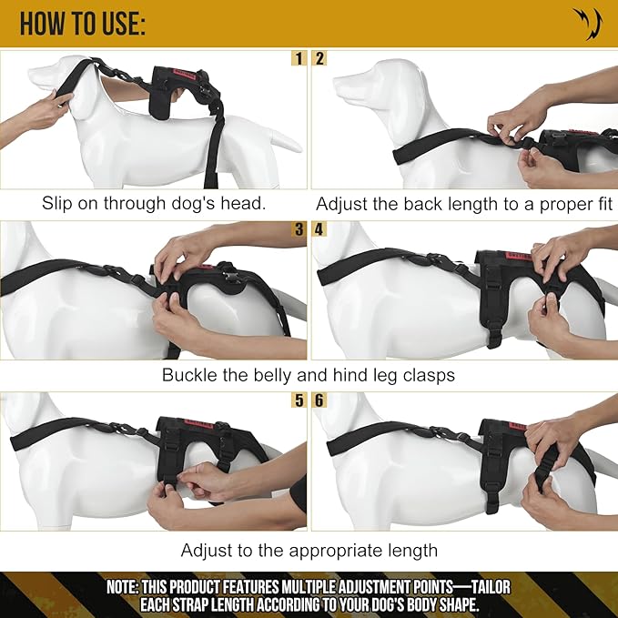OneTigris Dog Support Harness for Back Legs, Dog Lift Sling for Large Dogs Hind Legs, Canine Dogs Hip Support Brace Ideal for Elderly Injured Arthritic Provides (Black, XL)
