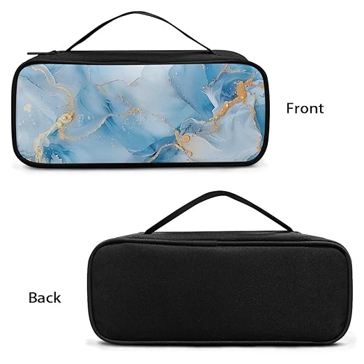 Gomyblomy Blue Marble Stethoscope Bag Travel Carrying Case for Stethoscope and Other Accessories, Large Capacity Stethoscope Case with Extra Mesh Pocket for Nurse Doctors