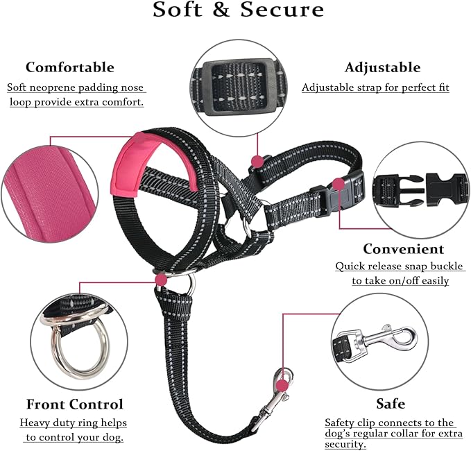 BARKLESS Dog Head Collar, No Pull Head Halter with Soft Padding, Reflective Soft Padded Snout Harness for Medium Dogs, Beagle
