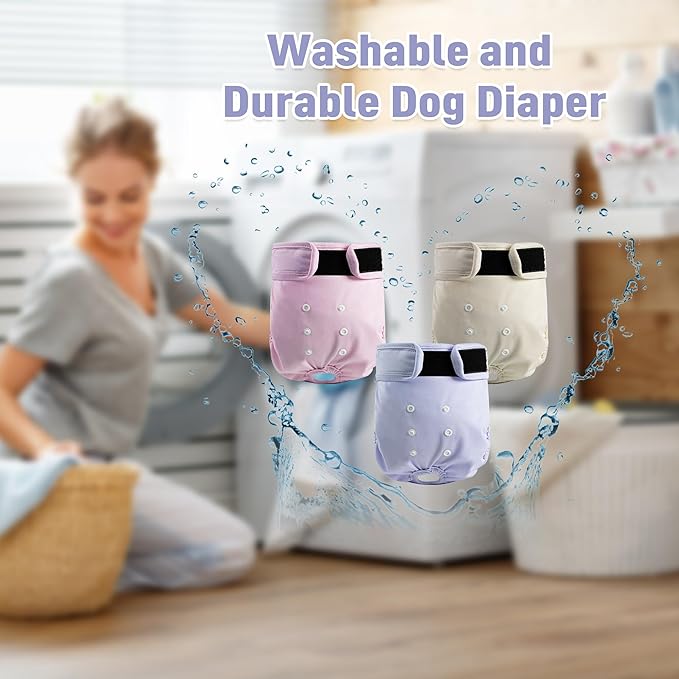 3 Pack Washable Female Dog Diapers,Reusable Diaper for Doggie,Highly Absorbent Dog Diaper,Adjustable Leakproof Puppy Diapers Skirt for Heat,Incontinence,Period Doggy Nappies XL