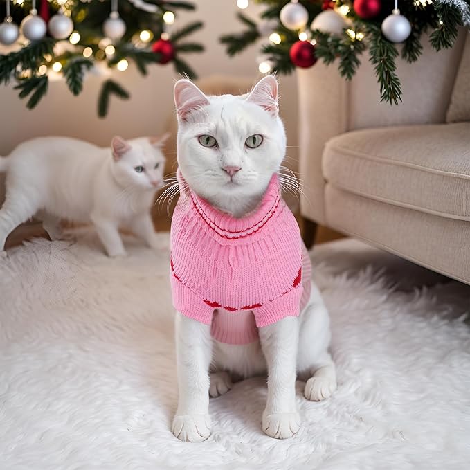 Dog Sweater Turtleneck Pet Sweaters Winter Coat Apparel Warm Knitted Holiday Clothes for Cat and Puppy (Large)