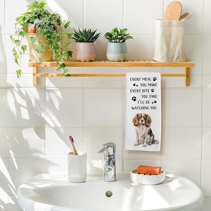 Cavalier King Charles Spaniel Dog Kitchen Towels, Cavalier King Charles Spaniel Gifts for Women Hand Towel, Every Meal You Make Funny Dog Decorative Tea Dish Towels for Kitchen, 16x24in