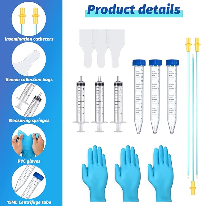 Weewooday 3 Set AI Artificial Insemination Dog Breeding Kit Artificially Inseminate Kit Disposable Canine Cones Dog Semen Collection Bag for Pet(30 cm,Blue)