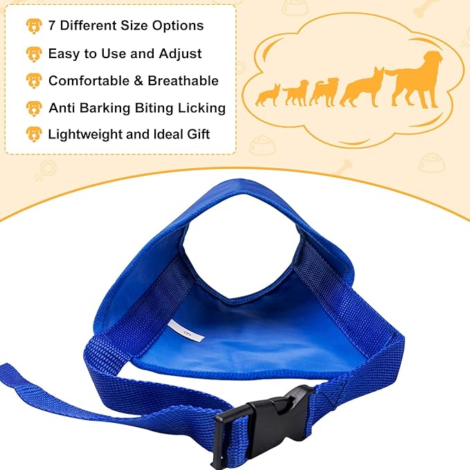 Coppthinktu Dog Muzzle Suit 7PCS Muzzles for Biting Barking Chewing, Adjustable Dog Mouth Cover for Small Medium Large Dogs, Soft Comfortable Dogs Muzzle for Long Snout