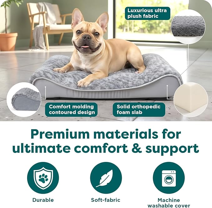 Furhaven Orthopedic Dog Bed for Medium/Small Dogs w/ Removable Washable Cover, For Dogs Up to 23 lbs - Ultra Plush Faux Fur & Suede Luxe Lounger Contour Mattress - Chocolate, Medium