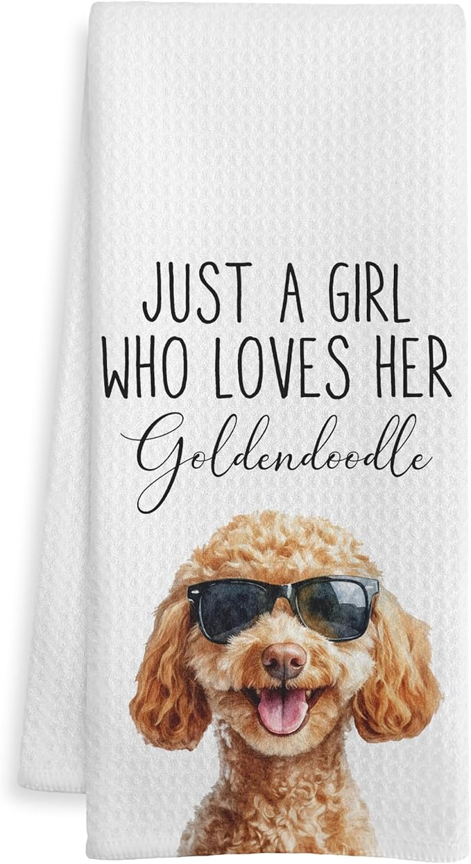 Funny Goldendoodle Gifts Kitchen Towels, Goldendoodle Gifts for Women Dish Tea Towel for Kitchen Bathroom Decor, Just A Girl Who Loves Her Goldendoodles, 16X24 Inch