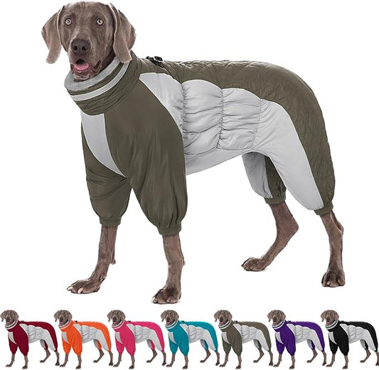 AOFITEE Large Dog Coat Warm Dog Jacket for Winter, Dogs Winter Coat with Harness Built in, Reflective Turtleneck Dogs Puffer Jacket Snowsuit, Full Body Fleece Coats for Small Medium Large Pet, XXXL