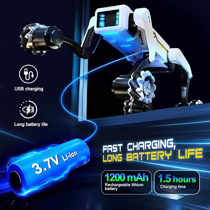 Smart Robot Dog with Wheels, 30+ Bionic Actions, Voice & Remote Control, Programmable Moves, Rechargeable Battery, All-Terrain Stunt Pet Toy for Kids