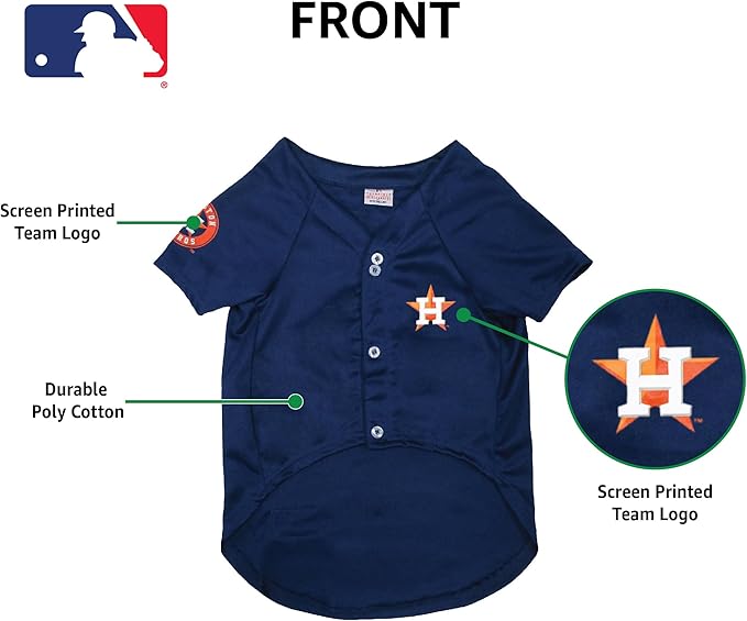 Official MLB Houston Astros Pet Jersey for Dogs & Cats, Size X-Large - Stylish Baseball Jersey for Your Furry Fan- Show Off Team Spirit with The Perfect Fan Apparel Gear for Pet, Dog & Cat