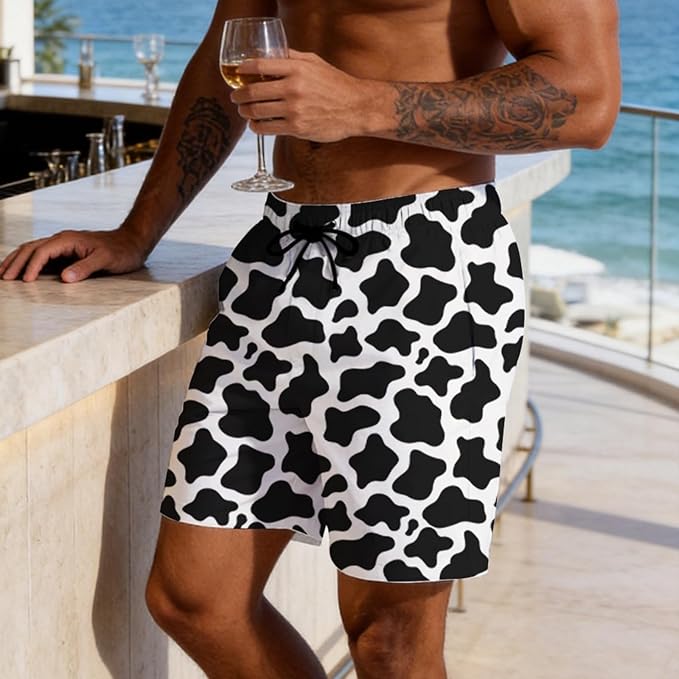 Mens Swim Trunks with Compression Liner Quick Dry Zipper Pocket Bathing