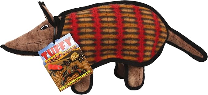 TUFFY - World's Tuffest Soft Dog Toy - Desert - Multiple Layers. Made Durable, Strong & Tough. Interactive Play (Tug, Toss & Fetch). Machine Washable & Floats (Armadillo, Large 2 Pack)