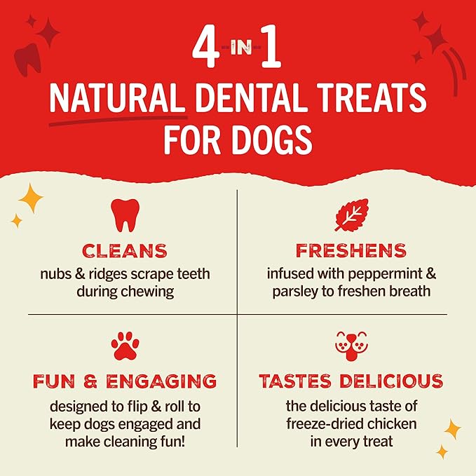 Stella & Chewy's Dental Delights with Freeze-Dried Chicken - Medium Dental Treats for Dogs, 23.2 Ounce Bag