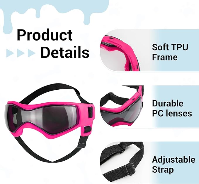 PETLESO Small Dog Goggles with Helmet, 2PCS Pet Sunglasses and Dog Motorcycle Helmet with Ear Holes, Small Medium Breed Outdoor Driving Walking Biking Protection, All Pink