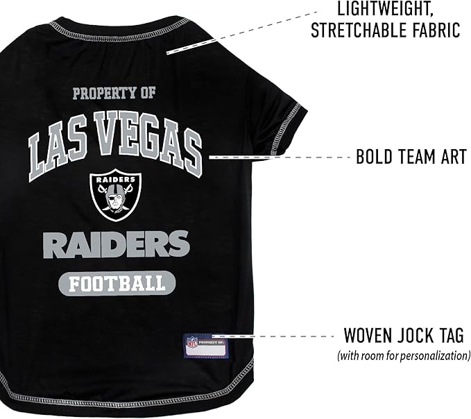NFL Raiders Dog T-shirt X-Large. - Licensed Shirt for Pets Team Colored with Team Logos- Premium Stretchable Materials for the comfort of your Dog & Cat