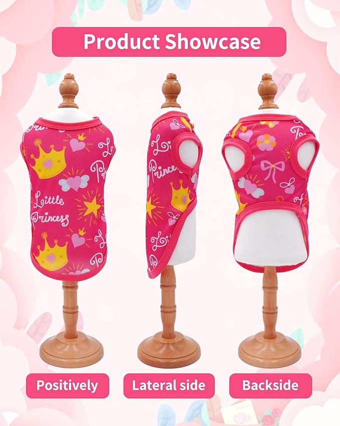 PET SHOW 4 Pack Dog Shirts for Small Dogs Female Tank Top Tee Red Pink T-Shirts Pets Sleeveless Vest Girl Dog Clothes(X-Large)