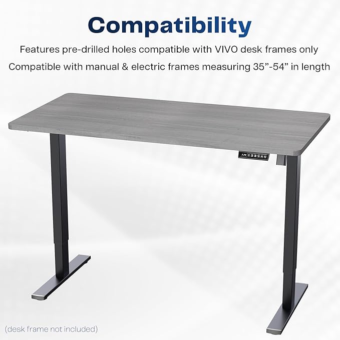 VIVO Universal 55 x 28 inch Solid One-Piece Table Top for Standard and Sit to Stand Height Adjustable Home and Office Desk Frames, Dark Gray, DESK-TOP55-28G