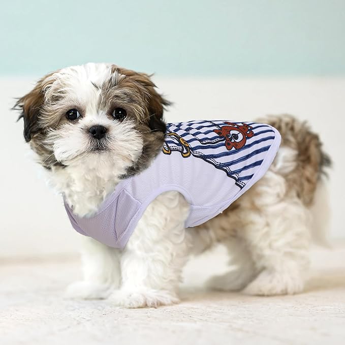 XXS Dog Clothes for Small Dogs: Dog Shirts with Cute Patterns, Stretchy Girl & Boy Puppy Clothes for Toy Chihuahua Teacup Cat, 4 Pack Pet T-Shirts Outfits for 4-16 lb Dogs