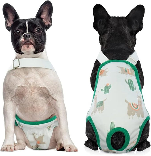 QBLEEV Dog Diapers Female Washable Sanitary Pantie with Adjustable Suspender, Reusable Doggie Diapers for Male Dogs in Heat, Cute Puppy Pet Period Panties Dog Underwear for Corgi French Bulldog S