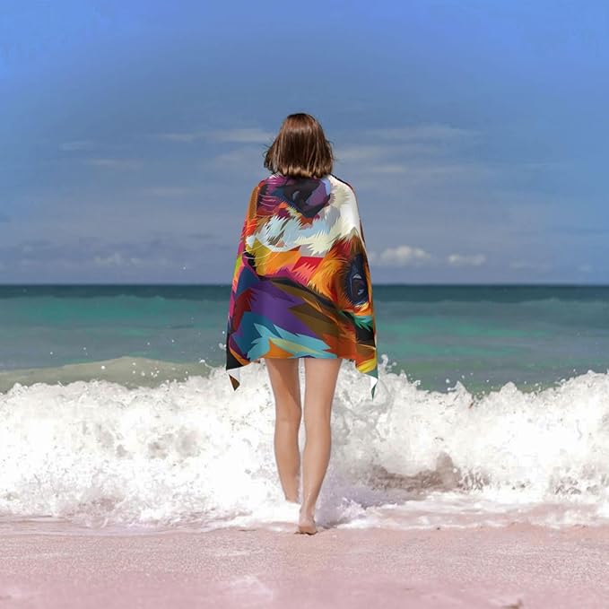 Colorful Beagle Beach Towel Dog Sand-Free Microfiber Bath Towel Ultra Soft Quick Dry Pool Towel Absorbent Towel Lightweight Towel Gifts for Outdoor Bathroom Swimming Decor 31inx51in