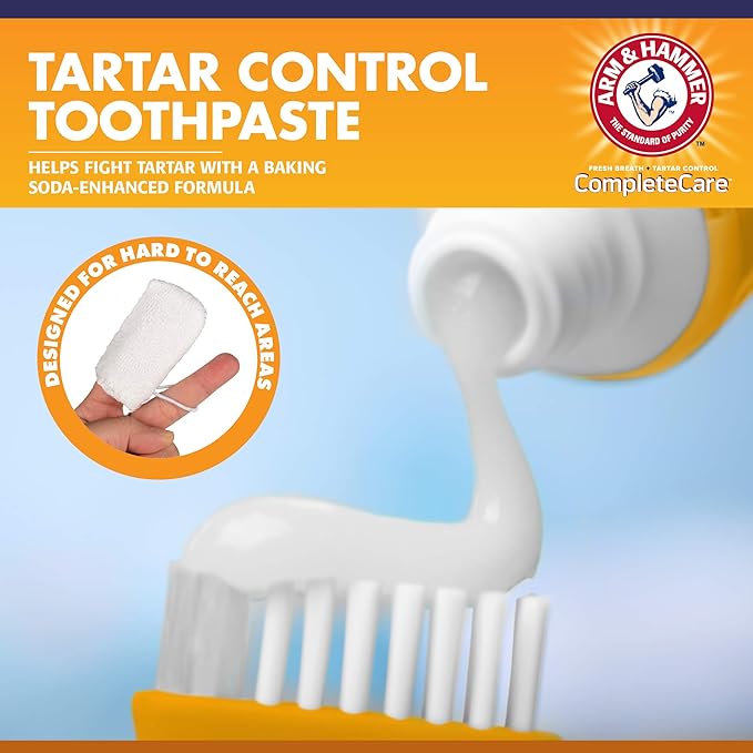 Arm & Hammer Complete Care Puppy Dental Kit, Chicken Flavor Enzymatic Dog Toothpaste, Toothbrush, & Microfiber Brush, Baking Soda + Calcium, Enhanced Formula, 2.5oz