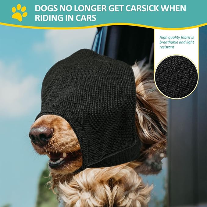 OHCOZZY Dog Calming Cap, Soft Dog Eye Mask Adjustable Mouth Pet Mask Muzzle for Grooming Anti Car Sickness(XL,Black)