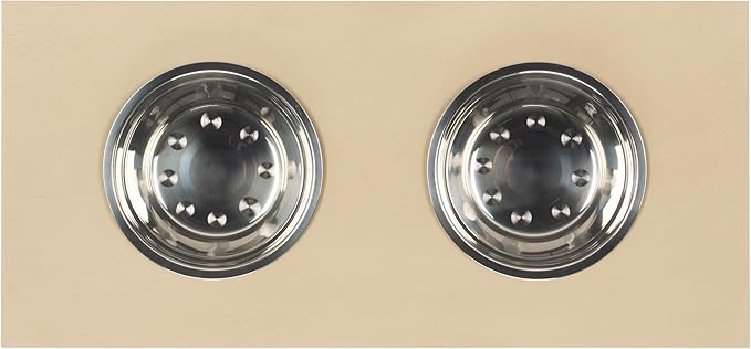 SAFAVIEH Home Collection Boomer Natural Brown Elevated Pet Feeder Dog Bowl Stand with Drawer (Fully Assembled)