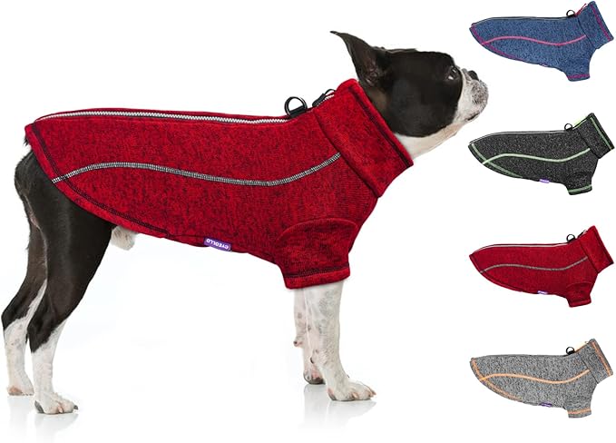 cyeollo Dog Coat Reflective Jacket Zipper up Fleece Lining Dog Clothing Thicker Sweaters Step in Winter Coat for Medium Dogs
