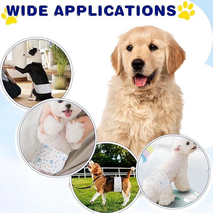 XPCARE 50 Count Disposable Male Dog Diapers, Male Dog Wraps,Super Absorbent Leak-Proof Fit (X-Small)