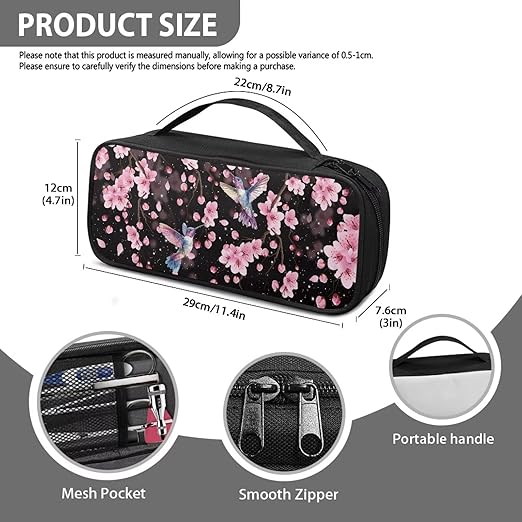 Gomyblomy Pink Floral Hummingbird Stethoscope Case Holder Bag with Extra Pocket for Nurse and Doctors, Protective Stethoscope Carrying Case for Classic III, Lightweight II S.E.