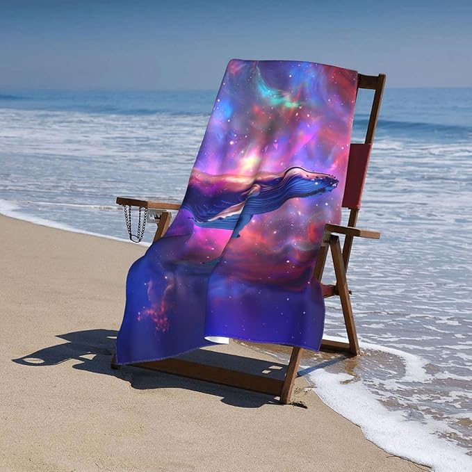 Cosmic Whale Beach Towel 31inx51in, Galaxy Whale Sand-Free Microfiber Bath Towel Ultra Soft Quick Dry Pool Towel Absorbent Towel Lightweight Towel for Swimming Bathroom Decor