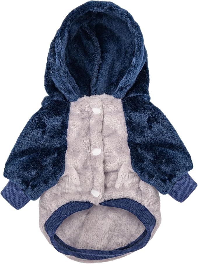FabriCastle Small Dog Hooded Sweater, Dog Clothes XXS XS Small for Dogs Boy & Cats, Soft and Warm Pet Coat, Winter Pet Jacket, Doggy Apparel Costumes, Puppy Outfits Snap On Hoodies (Grey body, Medium)