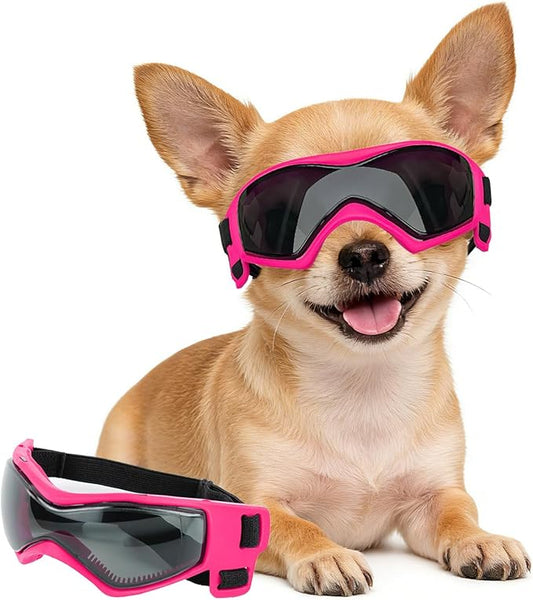 XS Dog Goggles for Extra Small Breed UV/Wind/Dust Protection Chihuahua Sunglasses with Adjustable Strap - Pink