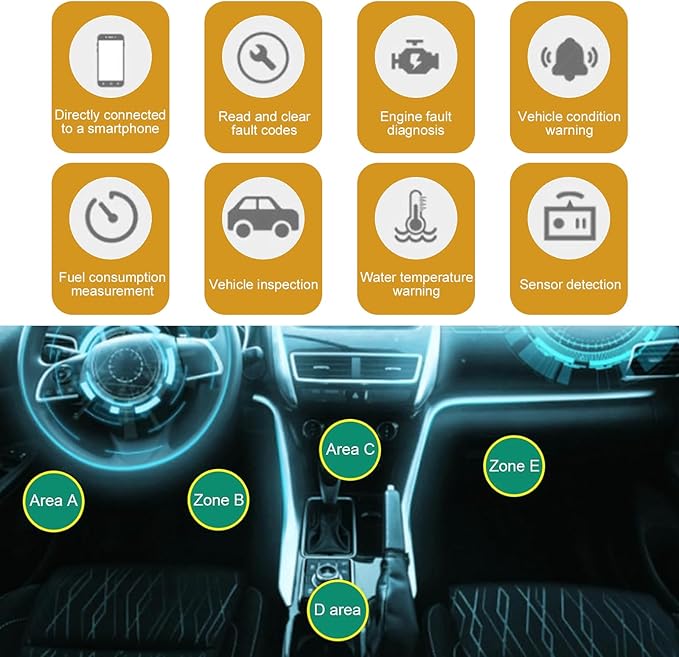 Car Bluetooth OBD2 Diagnostic Tool, ELM327 V2.1 Code Reader for Real-time Monitoring, Mini Anti-interference Scanner for Reset Clear Engine Light, Universal for IOS Android Windows (Black)