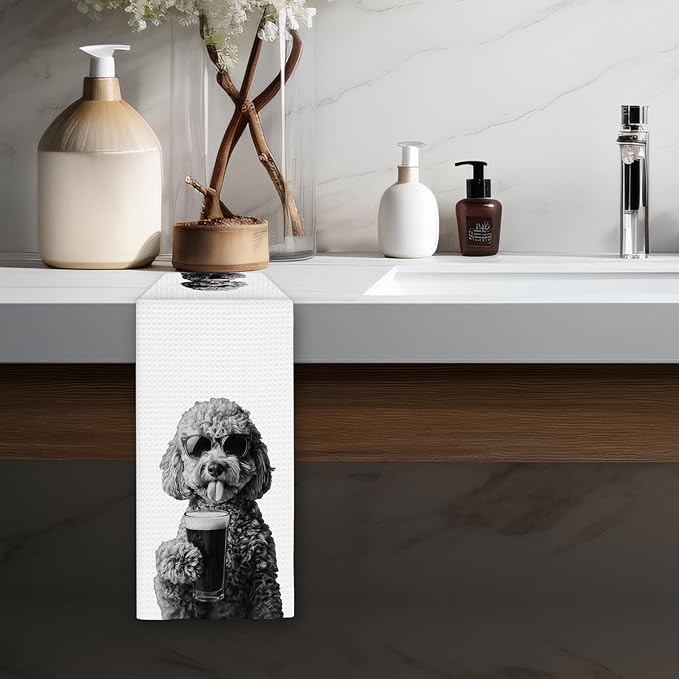 Goldendoodle Gifts Beer Kitchen Towels, Gifts for Golden Doodle Dog Beer Lovers Decorative Hand Dish Towel for Kitchen Home Bar,Funny Goldendoodle Dog BeerLover Home Bar Kitchens Decor(16x24In)