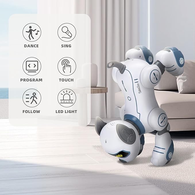 Remote Control Robot Dog Toy: Programmable Robotic Puppy for Kids Smart Interactive Robot Pet Dog Dancing Singing Stunt Animal Toy for Toddler Toys 3-8 Year Gift