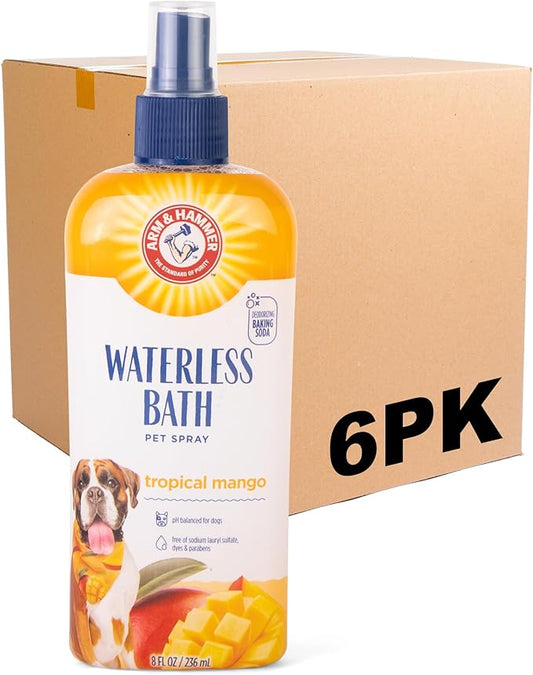 Arm & Hammer for Pets Waterless Bath Spray for Dogs Baking Soda, Mango Scent | Professional Quality Dog Grooming Spray, Free of Sodium Lauryl Sulfate & Parabens, 8 Fl Oz - 6 Pack