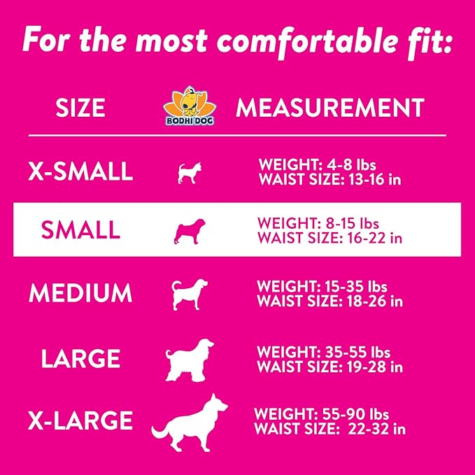 Bodhi Dog Disposable Female Dog Diapers - Super Absorbent Dog Diapers for Female Heat Cycle - Adjustable Fit Pee Wraps for Potty Training, Moisture Control & Wetness Indicator - Small (20 Count)