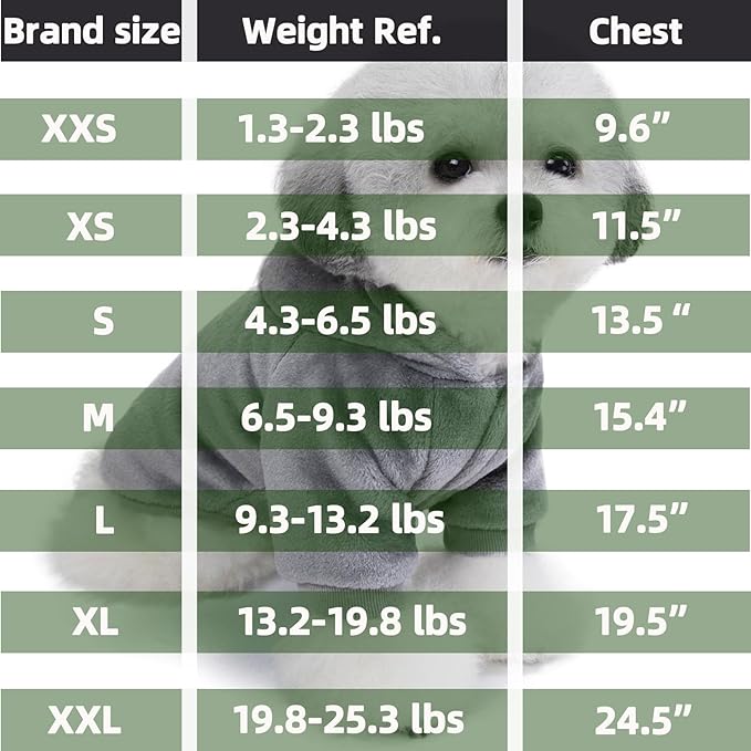 FabriCastle Dog Hoodie Sweater for Small Dogs Boy and Girl, Dog Clothes XS XXS Puppy Sweatshirt, Pet Outfit, Cat Clothing Super Soft Warm Snap On Closure (Dark Green, Medium)
