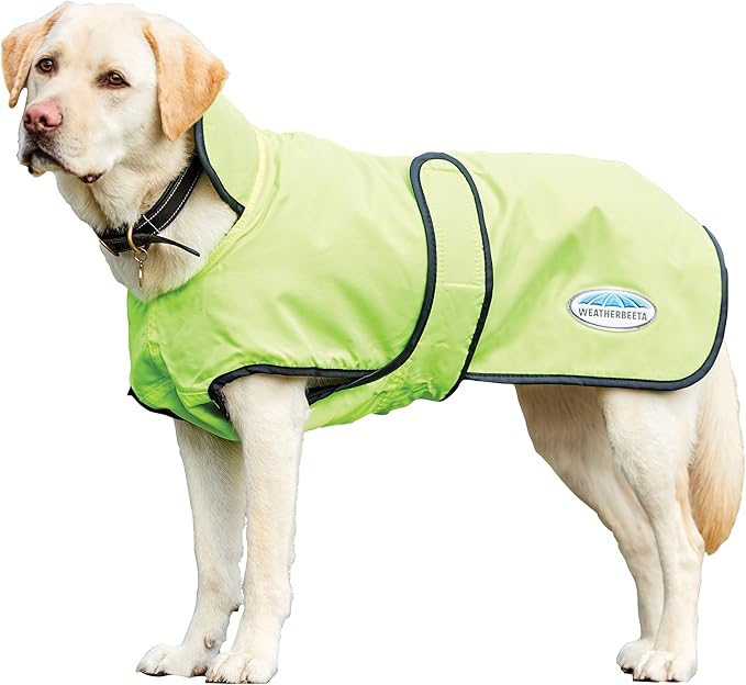 WeatherBeeta ComFiTec Windbreaker 420D Deluxe Dog Coat, Yellow/Black, 12"